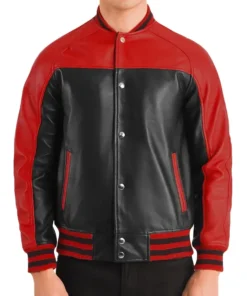 Terrance Black & Red Leather Varsity Jacket