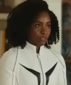 The Marvels 2023 Teyonah Parris White Leather Jacket