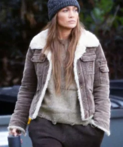 The Mother 2023 Jennifer Lopez Brown Shearling Jacket