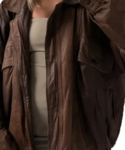 Women’s Oversize Vintage Brown Bomber Handmade Real Leather Jacket, Women’s Brown Oversized Leather Jacket