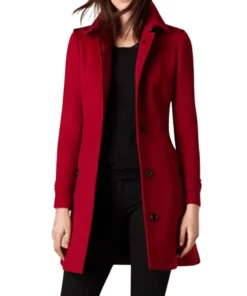 Women Luxurious Red Long Wool Coat for Winter