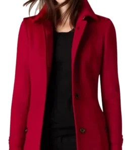 Women Luxurious Red Long Wool Coat for Winter