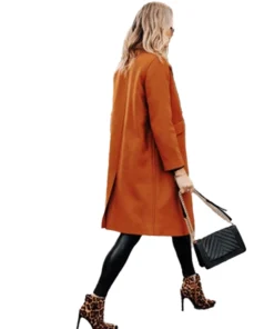 Womens Copper Brown Regular Fit Wool Coat