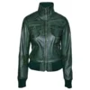 Women’s Green Bomber Leather Jacket