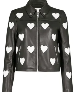 Women’s Maje Heart Motorcycle Leather Jacket