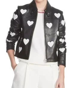 Women’s Maje Heart Motorcycle Leather Jacket