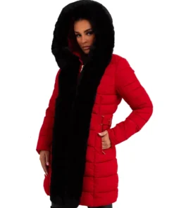 Women’s Red Coat with Fur Hood