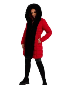 Women’s Red Coat with Fur Hood