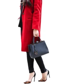 Womens Scarlet Red Long Wool Jacket