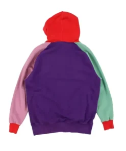 Back of a teddy fresh pastel color hoodie featuring purple, pink, mint green, and red, ideal for a teddy fresh multicolor hoodie.
