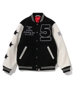 A BATHING APE x COMME des GARCONS OSAKA Varsity Jacket Front Look