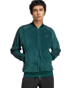 Adidas-Adicolor-Velour-Track-Jacket green Color Front Look