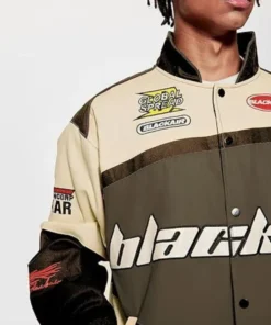 Air Racing Style Varsity Jacket Brown