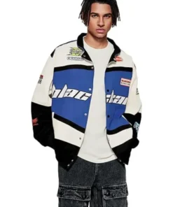 Air Racing Style Varsity Jacket blue