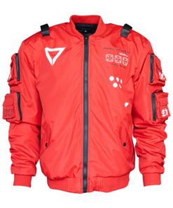 Fabric of the Universe XB-03 Red Bomber Jacket Front Look Red Color