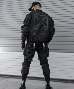 Fabric of the Universe XB-03 Red Bomber Jacket Black color