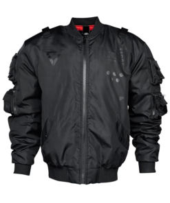 Fabric of the Universe XB-03 Red Bomber Jacket Black color front look
