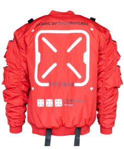 Fabric of the Universe XB-03 Red Bomber Jacket Back Look Red Color