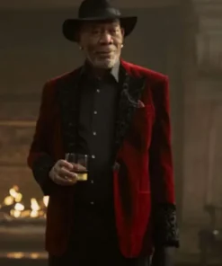 Morgan Freeman Now You See Me Now You Don’t Red Blazer Front Look