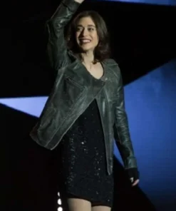 Now You See Me 2 Lizzy Caplan Black Leather Jacket Front Look