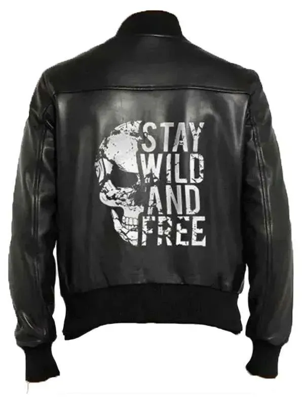 Stay Wild and Free Black Leather Jacket