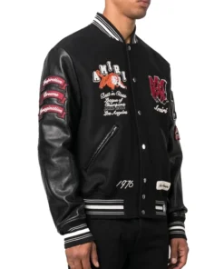 Black Amiri Varsity Jacket with logo patches