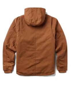 Back design of brown Hooded Zip Canvas Jacket for men