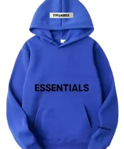 Blue Essentials Hoodie for men casual street style look