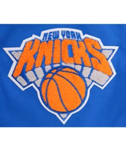 Blue Knicks logo embroidery sportswear detail