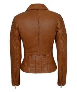 Brown-leather-biker-jacket-womens​