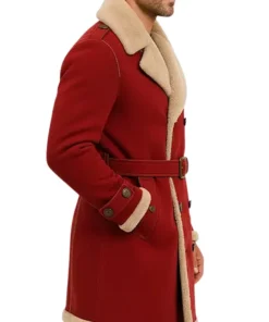 Classic Red Christmas Shearling Coat for Men Holiday Style