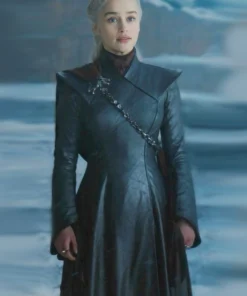 Daenerys Targaryen wearing black leather coat from Game of Thrones