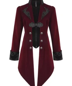 Devil Fashion Men's Jacket Coat – Red & Black Gothic Steampunk Velvet
