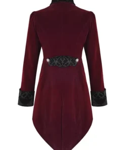 Devil Fashion Men's Jacket Coat – Red & Black Gothic Steampunk Velvet Back Look