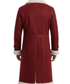 Elegant Men’s Maroon Winter Coat with Shearling Collar