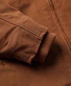 Hooded Zip Canvas Jacket sleeve view showing fine stitching
