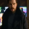 Kit Harington in The Family Plan 2 Black Coat, dramatic scene with a serious expression