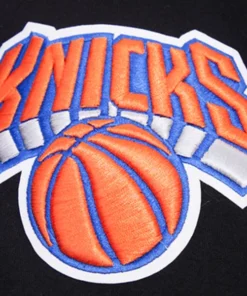 Light blue Knicks hoodie with bold logo design