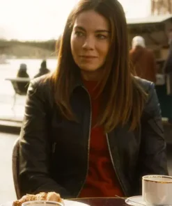 Michelle Monaghan The Family Plan 2 Leather Jacket, perfect for a sleek, fashionable look.