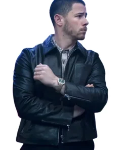 Nick Jonas A Very Jonas Christmas Movie Black Leather Jacket
