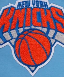 Pink New York Knicks hoodie with front logo patch