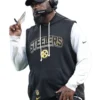 Steelers logo sleeveless hoodie front back view