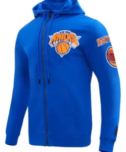 Stylish New York Knicks blue full zip hoodie