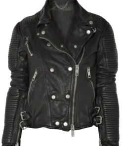 Trendy Black Motorcycle Leather Jacket design