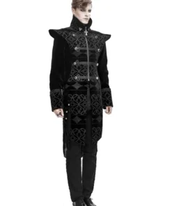 men's coat DEVIL FASHION - Bodom Gothic Floral Velvet Coat With Slit