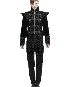 men's coat DEVIL FASHION - Bodom Gothic Floral Velvet Coat With Slit