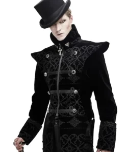 men's coat DEVIL FASHION - Bodom Gothic Floral Velvet Coat With Slit