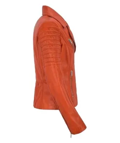 womens-orange-leather-biker-jacket