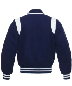 retro royal blue and white varsity jacket
