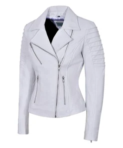 white-leather-biker-jacket-ladies​